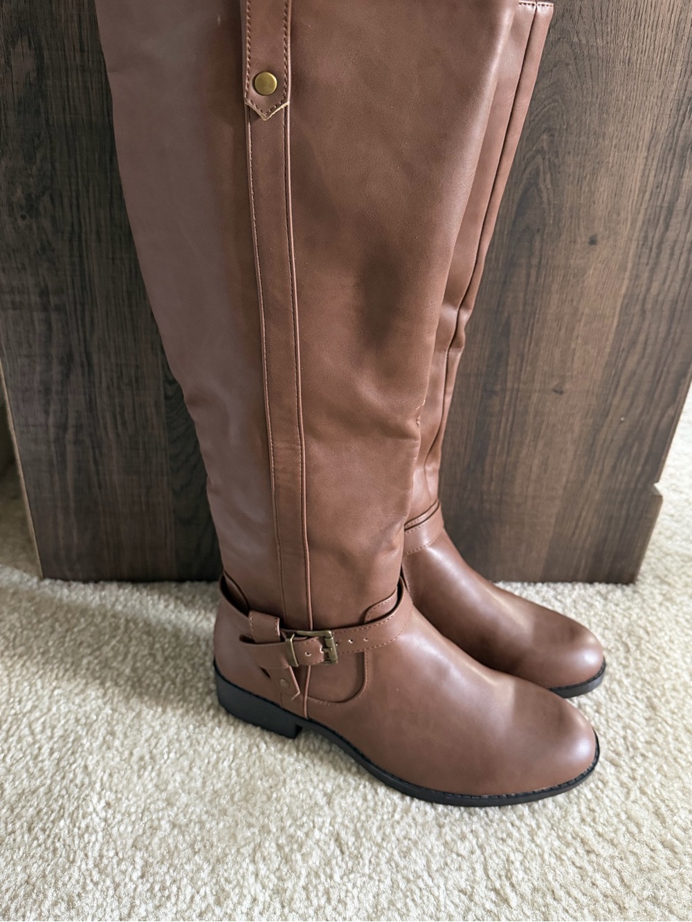 JustFab Chestnut Brown Over-the-Knee Riding Boots